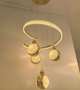 开关控制金铁亚克力发光二极管吊灯2700K/4100K/6000K色温可调高度悬挂吊灯 - Product Image 2