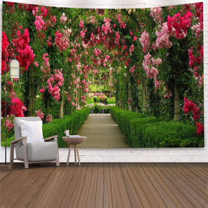 Mode rouge Rose fleur tenture murale <span class=keywords><strong>tapisserie</strong></span> décoration de la maison couvre-lit coussin de couchage Polyester fleur tapisseries - Product Image 3