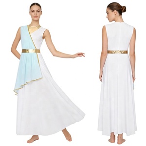 Vestidos de Disfraz de Diosa Griega para Mujer, con Ribete Dorado, Toga Drapeada, Largo hasta el Suelo, Chiton Romano Antiguo, para Fiesta o Actuación, Personalizado - Product Image 2