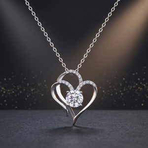 Livraison Gratuite Collier Ras du Cou en Argent Sterling 925 Plaqué Or Blanc avec Moissanite Taille Brillant en Forme de Cœur Sertie Griffe pour Femme - Product Image 3