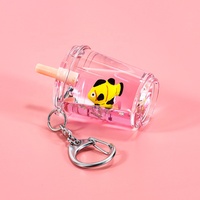 Porte-clés liquide personnalisé Porte-clés eau Boba Aqua Porte-clés liquide animal en acrylique flottant Porte-clés tasse thé lait bulle