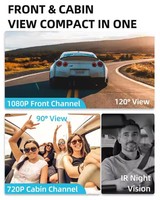 Caméra embarquée double JC261P 4G ADAS avec moniteur à distance, vidéo en direct, GPS, vision nocturne 1080P, enregistrement d'événements, SOS et application