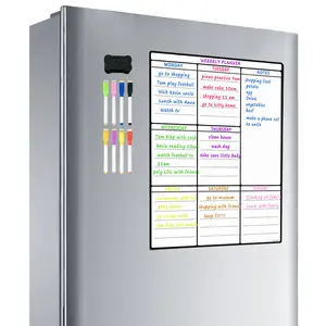 फ्रिज रेफ्रिजरेटर के लिए कस्टम मैग्नेटिक ड्राई इरेज़ व्हाइट बोर्ड स्टिकर मैग्नेटिक साप्ताहिक और मासिक प्लानर मैग्नेटिक कैलेंडर