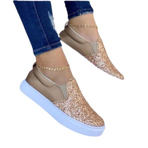 Nuova primavera estate taglie forti da <span class=keywords><strong>donna</strong></span> alla moda <span class=keywords><strong>Sneakers</strong></span> con paillettes all'aperto per il tempo libero in oro scarpe basse da <span class=keywords><strong>donna</strong></span> <span class=keywords><strong>comode</strong></span> scarpe mocassini - Product Image 3
