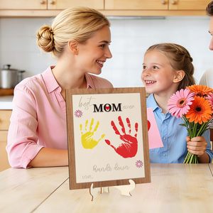 Marco de Madera para Huellas de Manos, Placa Conmemorativa con Soporte 'La <span class=keywords><strong>Mejor</strong></span> Mamá del Mundo' para Regalos del Día de la Madre - Product Image 4