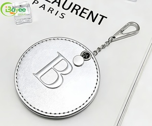 360° Rotating Flip Cover Design Custom Embossed Silver Sheepskin Compact <b>Mirror</b> Foldable Pocket Portable Travel makeup <b>mirror</b> - Product Image 3
