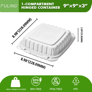 Fuling 9x9 inch vỏ sò <span class=keywords><strong>container</strong></span> thực phẩm biểu tượng tùy chỉnh bản lề <span class=keywords><strong>container</strong></span> Togo nhựa dùng một lần mfpp hộp thực phẩm đưa ra - Product Image 2