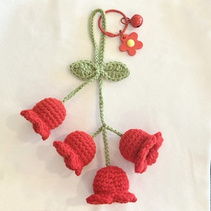 Porte-clés fait main en crochet, muguet, fleur en <span class=keywords><strong>laine</strong></span> mignonne, breloque pour sac, pendentif pour voiture, accessoire cadeau pour femmes et filles - Product Image 4