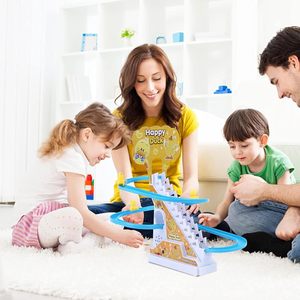 Battery Operated Plastic Auto Stair Climbing <b>Sliding</b> Railway Track Play Set 3 Ducks Roller Coaster Slot Toy With Light and Music - Product Image 5