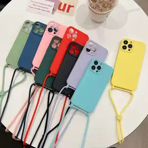 Fashion Full Protective Cross Body Necklace Chain Phone Case for iPhone 14 13 12 11 PRO Max 7 8 Plus Phone Accessories