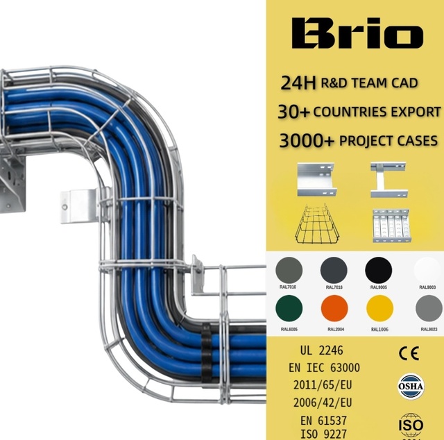 Industrial Wire Mesh Cable Tray Basket Type Cable Tray Galvanized Steel for Server Room and Power Cable Routing
