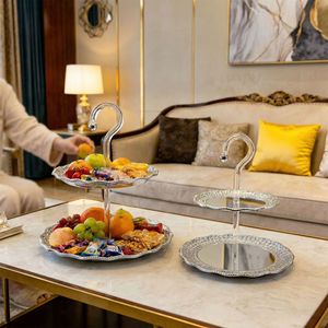 Multi Layer Fruit Platter Electroplated Silver Serving Tray For Living Room And Dining Table - Product Image 4
