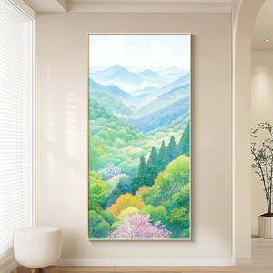 Landscape Painting Oil <b>Canvas</b> Abstract Mountain Scene Contemporary Art Wall Decor Single <b>Frame</b> Aluminum Alloy <b>Frame</b> - Product Image 2