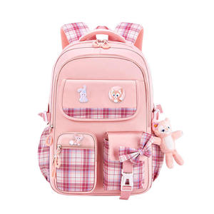 Sac à dos en nylon durable, respirant, imperméable, à grande capacité, avec protection dorsale et nœud papillon, pour filles du primaire et du <span class=keywords><strong>collège</strong></span>, courbé - Product Image 2