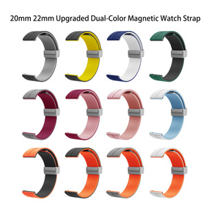 <span class=keywords><strong>Correa</strong></span> de silicona con hebilla plegable magnética de metal de doble color mejorada de 20mm y 22mm para Huawei GT Samsung <span class=keywords><strong>Garmin</strong></span> Huami Watch Access - Product Image 4