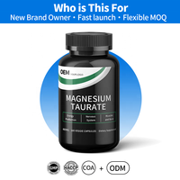 Fabricant de capsules de taurate de magnésium à faible MOQ, MOQ flexible, lancement rapide, certifié cGMP COA, pour les propriétaires de nouvelles marques