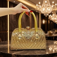 Luxuriöse Abendclutches für Damen Metallische PU-Handtaschen für Hochzeiten und Partys Perlenbesetzte Kristall-Tragetaschen Funkelnde Strass-Designer-Handtasche