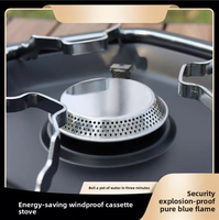 Réchaud à gaz butane double brûleur intégré avec dispositif d'allumage manuel pour camping en extérieur, barbecue, fondue et préparation du thé