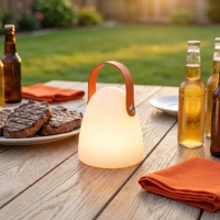 Lampu Tidur Luar Ruangan untuk Berkemah, Lampu LED RGB Ambient Lighting Isi Ulang, Lentera Genggam dengan Tali Kulit, Lampu Meja Tanpa Kabel yang Dapat Diredupkan