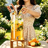 Distributeur de boissons en gros, récipient en verre borosilicate pour jus, eau, céréales, grand pot à boisson froide avec robinet et support