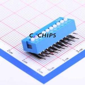 DA-10BP DIP Switch Through hole Component (THT) Switch Flat Toggle, Raised Type Single Pole Single Throw 10 2.54mm - Product Image 1