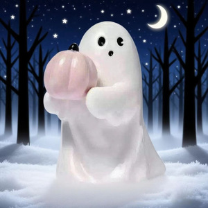 Estatuilla de Fantasma Adorable de Resina, Decoración de Halloween para Interiores, Adorno para Fiestas, Diseño de Dedo Medio - Product Image 3