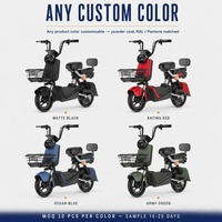 Scooter électrique blanc de 14 pouces, batterie au plomb-acide 48V 400W, cyclomoteur électrique pour trajets urbains avec panier avant, siège arrière