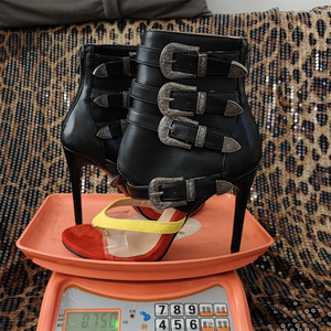 Botas de Verano Estilo Pasarela Europeo-Americano, Sandalias con Punta Abierta, Tacón Alto, Cierre Trasero, Parte Superior de PVC, Zapatos que Aumentan la Altura - Product Image 2