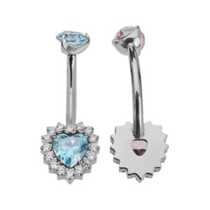 Anillo de Ombligo Clásico de Titanio ASTM F136 con Zirconia, Rosca Interna, Forma de Corazón, Longitud de Barra de 12 mm, Joyería Unisex para Piercing de Ombligo - Product Image 5