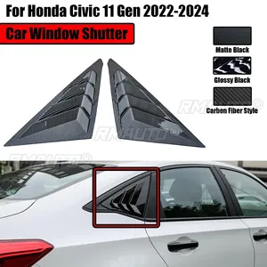Ailerons de fenêtre arrière pour Honda Civic 11ème génération berline 2022-2024, style racing, volets triangulaires en verre - Product Image 1