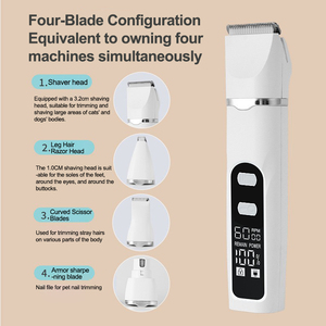 Portable 4-in-1 Cordless Electric Ceramic Blade Dog Nail <b>Grinder</b> Hair Grooming Pets Clipper Trimmer Quiet Cat Hair Clippers - Product Image 2