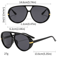 Lunettes de soleil oversize de luxe pour femme, style pilote punk, double pont creux, noir et jaune, en métal, collection 2025