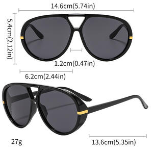 Moda Punk Big <span class=keywords><strong>Pilot</strong></span> gafas de sol mujer lujo 2025 de gran tamaño doble puente hueco negro amarillo gafas de sol señoras Metal Mujer - Product Image 3