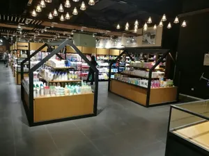 Nouveau design magasin luminaire métal étagère en <span class=keywords><strong>bois</strong></span> supermarché rayonnage mural - Product Image 4