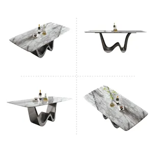 Chinese Supplier Polished Natural Rectangular Marble Stone Dinning Tables For Living Room Table Top