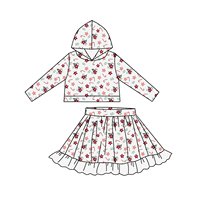 Vente saisonnière confortable sweat à capuche à fleurs ensemble de robe jupe en dentelle pour filles adolescents enfants inspiré de Noël doublé pour l'automne