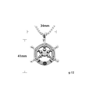 <b>Titanium</b> Steel Ship Wheel Pendant Men's Necklace Retro Punk Style Everyday Wear 19011 - Product Image 5
