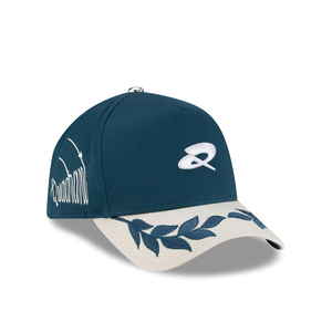 หมวกแก๊ปทรง A-Frame 5 แผง ปักลาย หมวกเบสบอลปีกโค้ง หมวก Snapback ทรง A-Frame สีเขียวอมฟ้า หมวกเบสบอลสองสี หมวกวินเทจ - Product Image 1