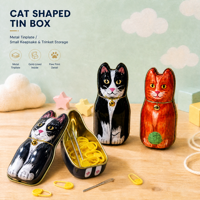 Boîte en fer blanc personnalisée en forme de chat, découpée sur mesure, conteneur de rangement en métal irrégulier en forme d'animal pour petits objets, emballage cadeau