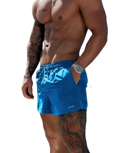 Летние эластичные мягкие плавки для плавания одежда для плавания влагоотводящие пляжные шорты мужские купальные костюмы синего цвета
