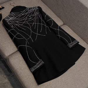 <span class=keywords><strong>Blazer</strong></span> da Donna Elegante e Aderente per Ufficio, Casual, con Linee di Strass di Lusso, Maniche Lunghe, Monopetto, Tinta Unita - Product Image 2