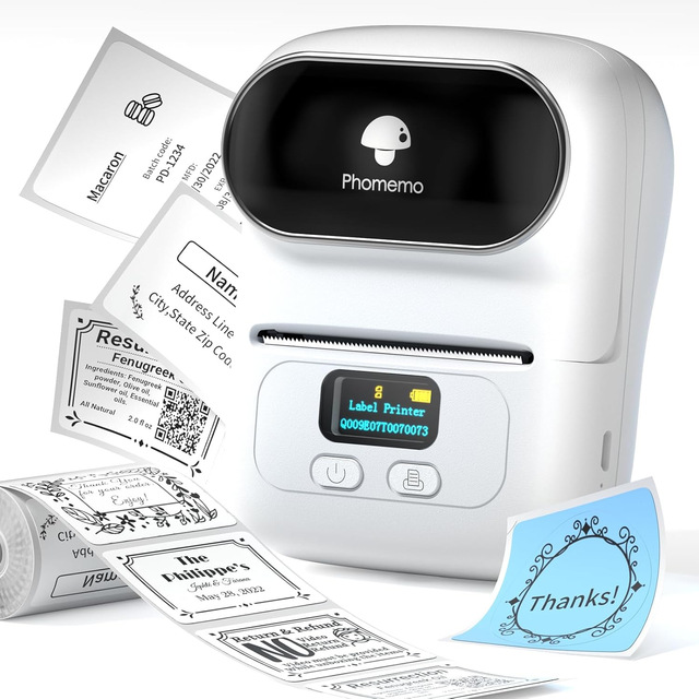 Phomemo M110 Label Printer Marcode for Shipping Labeling QR Code Clothing Mailing Sticker Printer for Phone PC Label Makers