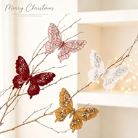 Décorations de Noël transfrontalières, papillons faits à la main en velours et paillettes, ornements pour sapin de Noël, art moderne, élégance raffinée