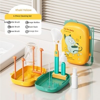 Ensemble de 6 brosses à biberons PP avec conteneur de rangement portable pour accessoires de nettoyage de biberons et bouteilles d'eau pour bébés
