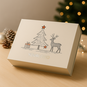 Caja de Regalo Navideña con Logotipo Impreso Personalizado, Empaque de Papel de Lujo con Tapa Abatible, Diseño en Relieve, Forro de Esponja, Plegable, Fabricante - Product Image 1