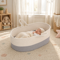 Table à langer en corde de coton avec poignées, panier à couches portable pour bébé, panier à langer tendance pour bébé