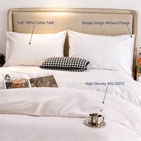 Parure de lit d'hôtel blanche 200TC, 4 pièces, en coton, drap et housse de couette pour gîtes, clubs, vente en gros d'usine, fournisseur OEM personnalisé