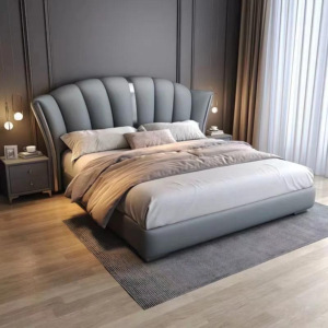 Ensemble de meubles de chambre à coucher contemporains de luxe pour usage commercial, lit en cuir véritable luxueux, lit moelleux, certifié ENF, hôtel - Product Image 2