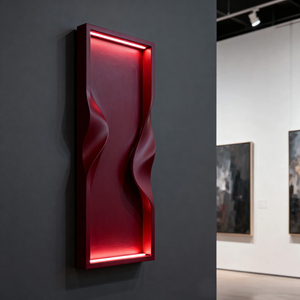 Modern Red <b>Wall</b> Lamp LED <b>Light</b> Contemporary Design Rectangular Plastic Shade <b>Wall</b>-Mounted Living Room Lighting - Product Image 1