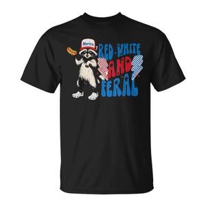 Camiseta Raccoon Merica Rock Red White And Feral para el 4 de julio - Product Image 1